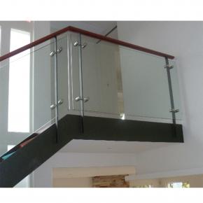 304 Stainless Steel Balcony Glass Railing with Stainless Steel Round Post