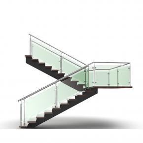 Mono stringer Steel wood staircase thick tempered glass frosted Modern Straight staircase