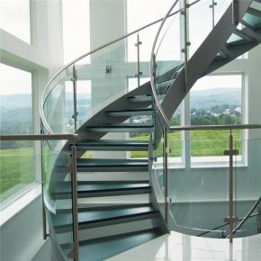 High End Modern Glass Curved Staircase 12mm Laminated Glass with LED light