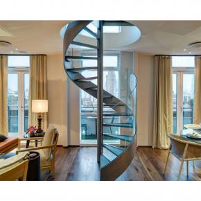 Australia popular glass spiral staircase indoor S shape modular stairs design with glass railing